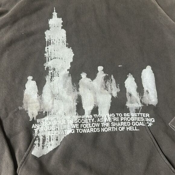 SOUTH OF HEAVEN NORTH OF HELL - Heavyweight Hoodie Vintage Washed Size XL NEW - Picture 4 of 5